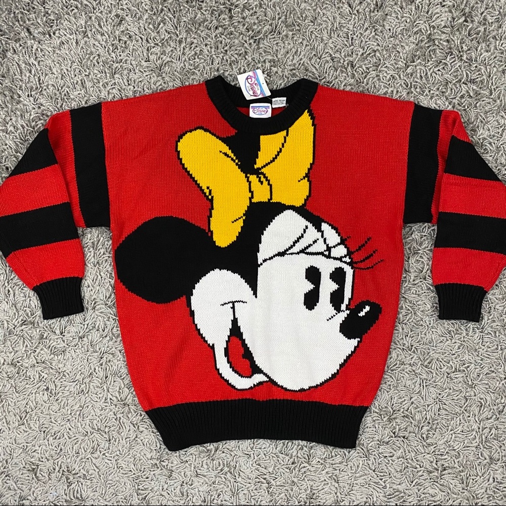 NWT Vintage 1980s Disney Red Minnie Mouse Sweater Size Medium